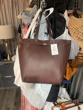 Lilium Firenze Brown Pebbled Leather Tote Bag Made in Italy